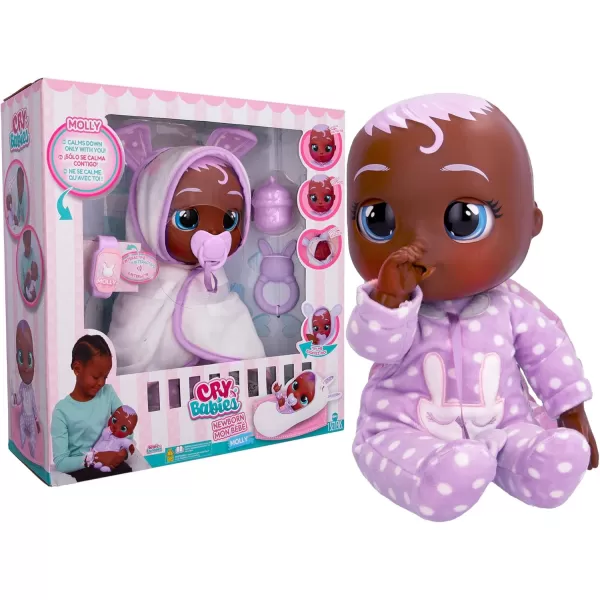 Cry Babies Newborn Molly  Interactive Baby Doll with 20 Baby Sounds Girls ampamp Kids Age 18M and Up