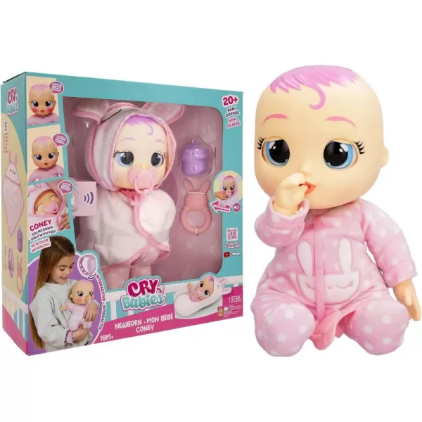 Cry Babies Newborn Coney  Interactive Baby Doll with 20 Baby Sounds Girls ampamp Kids Age 18M and Up