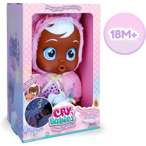 Cry Babies Goodnight Starry Sky Emmy  12 Bedtime Baby Doll  Plays 5 Lullabies and Night Light Projection MulticolorEmmy