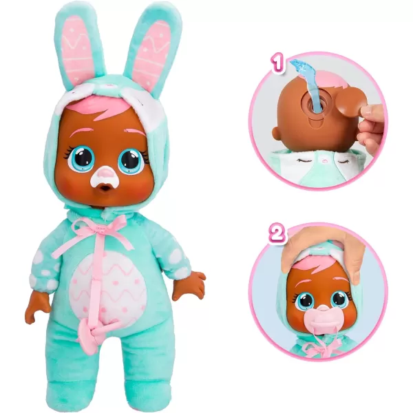 Cry Babies Tiny Cuddles Bunnies Lola  9 inch Baby Doll Cries Real Tears Pink Bunny Themed PajamasCindy