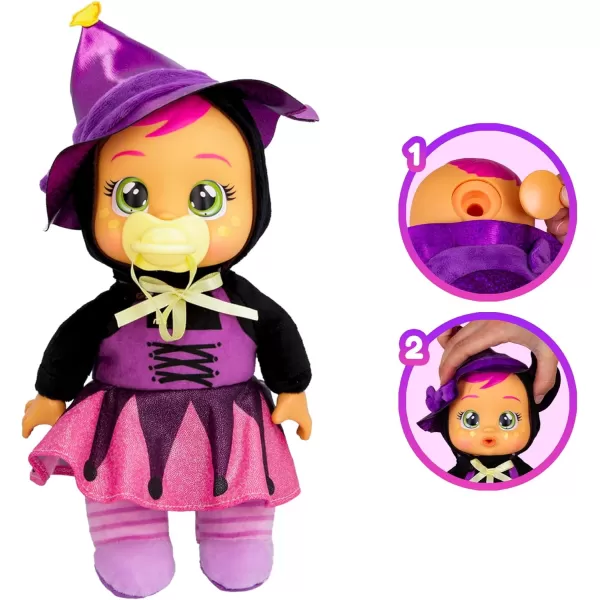 Cry Babies Tiny Cuddles Halloween Blair  9 Baby Dolls Cries Real Tears Purple and Blue Witch Themed PajamasAgatha