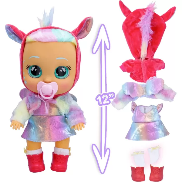 Cry Babies Dressy Fantasy Hannah  12 Baby Doll  Metallic Rainbow Dress with Pastel Fuzzy Pegasus Themed Jacket MulticolorHannah