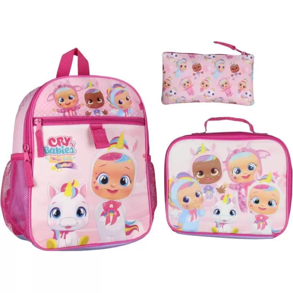 Cry Babies Magic Tears Characters Unicorn 3 PC Backpack Lunchbox Pencil PouchCry Babies Magic Tears Characters Unicorn 3 PC Backpack Lunchbox Pencil Pouch