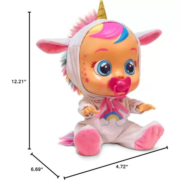 Cry Babies Dreamy the Unicorn 12 Baby Doll  Shimmery Removable Rainbow Pajamas For Girls and Kids 18 Months and Up  Pink