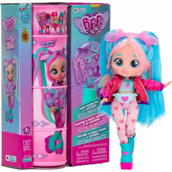 Cry Babies BFF Bruny Fashion Doll with 9 Surprises Including Outfit and Accessories for Fashion Toy Girls and Boys Ages 4 and Up 78 Inch Doll Multicolor