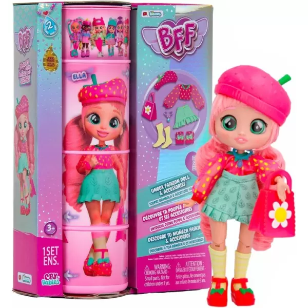 Cry Babies BFF Ella Fashion Doll with 9 Surprises Including Outfit and Accessories for Fashion Toy Girls and Boys Ages 4 and Up 78 Inch Doll Multicolor