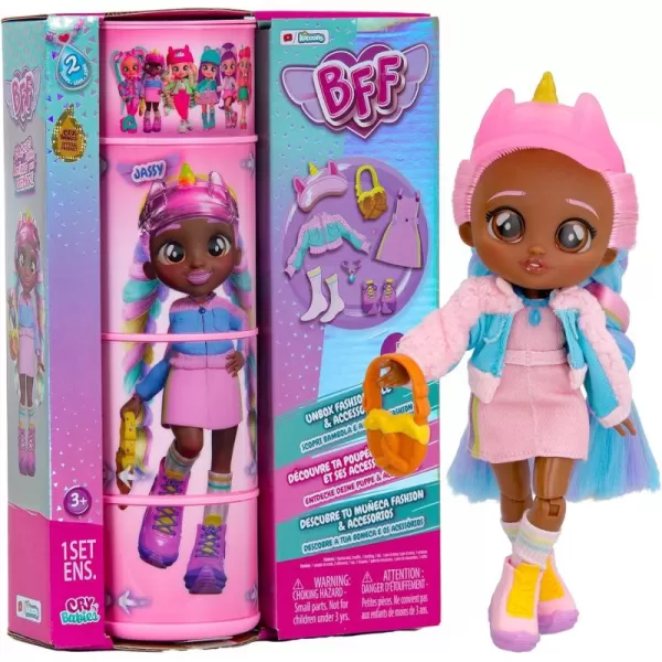 Cry Babies BFF Jassy Fashion Doll with 9 Surprises Including Outfit and Accessories for Fashion Toy Girls and Boys Ages 4 and Up 78 Inch Doll Multicolor