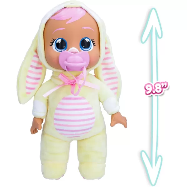 imageCry Babies Tiny Cuddles Bunnies Sally  9 inch Baby Doll Cries Real Tears Yellow Bunny Themed PajamasSally