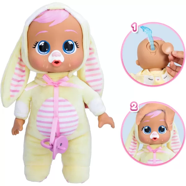 imageCry Babies Tiny Cuddles Bunnies Sally  9 inch Baby Doll Cries Real Tears Yellow Bunny Themed PajamasSally