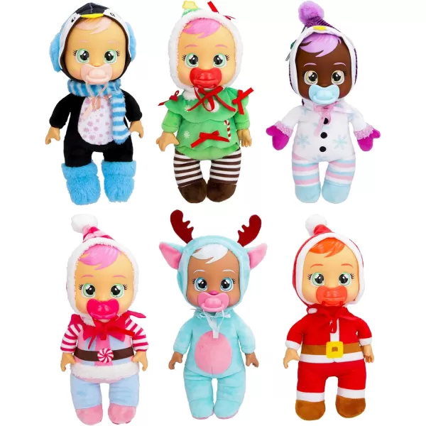 imageCry Babies Tiny Cuddles Christmas Holly  9quot Baby Dolls Cries Real Tears White Snowman Themed PajamasEve