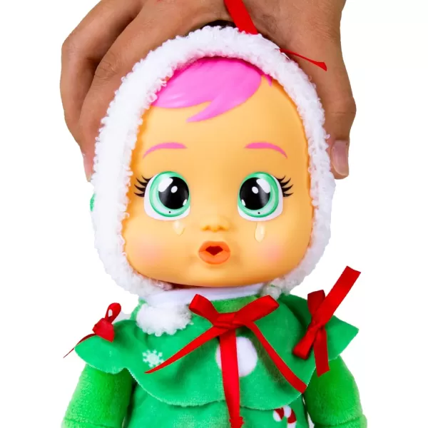 imageCry Babies Tiny Cuddles Christmas Holly  9quot Baby Dolls Cries Real Tears White Snowman Themed PajamasNoelle