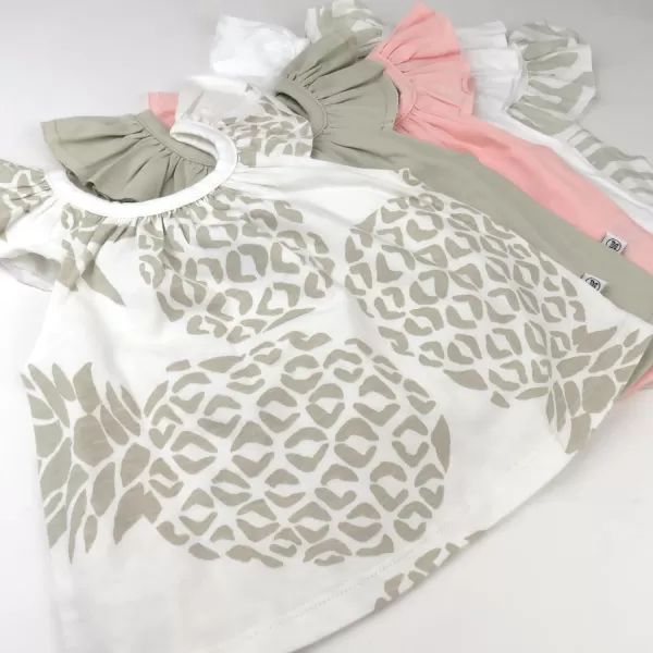 HonestBaby Baby Girls 5pack Cami Tops Sleeveless Tshirts 100 Organic Cotton for Infant and Toddler Baby GirlsPineapple Leaf Ivory