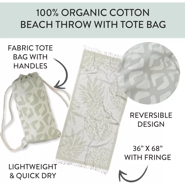 HonestBaby Extra Large Throw Beach Towel 100 Organic Cotton for Baby Boys Girls Unisex Pink Pineapple One SizeKhaki Pineapple