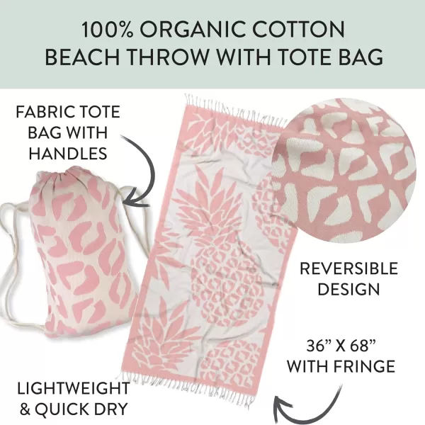 HonestBaby Extra Large Throw Beach Towel 100 Organic Cotton for Baby Boys Girls Unisex Pink Pineapple One SizePink Pineapple