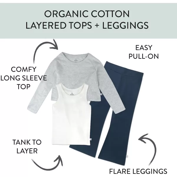 HonestBaby Fashion Outfit Sets Tops and Bottoms 100 Organic Cotton for Baby and Toddler GirlsDress Blues