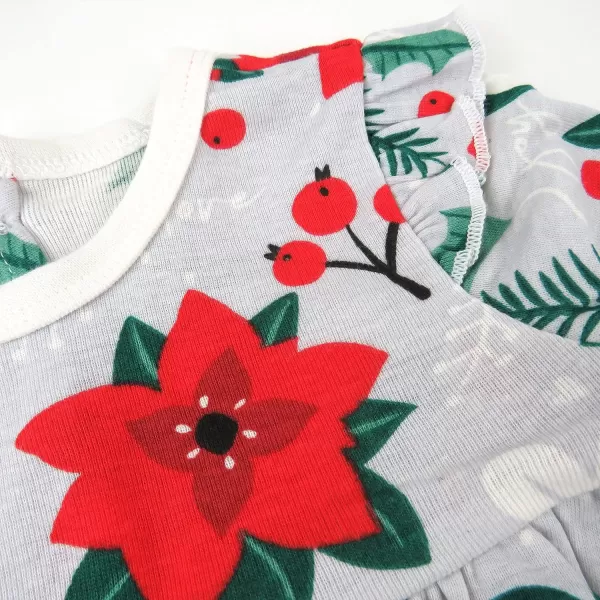 HonestBaby Fashion Outfit Sets Tops and Bottoms 100 Organic Cotton for Baby and Toddler GirlsHoliday Gray Floral