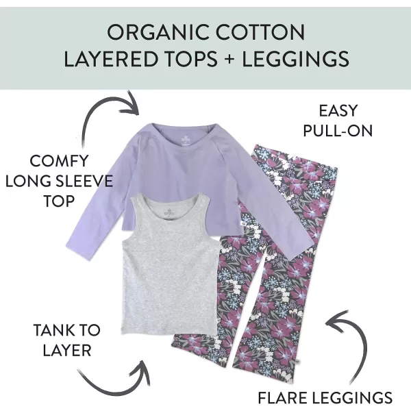 HonestBaby Fashion Outfit Sets Tops and Bottoms 100 Organic Cotton for Baby and Toddler GirlsJumbo Floral Dustypurple