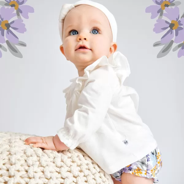 HonestBaby Fashion Outfit Sets Tops and Bottoms 100 Organic Cotton for Baby and Toddler GirlsJumbo Floral Lilac