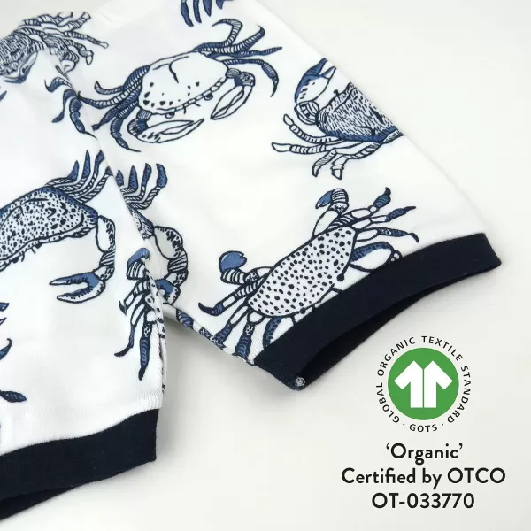 HonestBaby Multipack 2Piece Pajamas Sleepwear PJs 100 Organic Cotton for Infant Baby and Toddler Boys UnisexCrabs Navy
