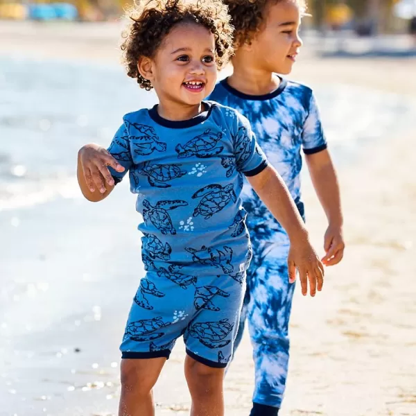 HonestBaby Multipack 2Piece Pajamas Sleepwear PJs 100 Organic Cotton for Infant Baby and Toddler Boys UnisexJurassic Turtle Indigo
