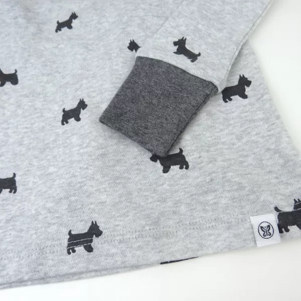 HonestBaby Multipack 2Piece Pajamas Sleepwear PJs 100 Organic Cotton for Infant Baby and Toddler Boys UnisexScotty Dog Light Heather Grey
