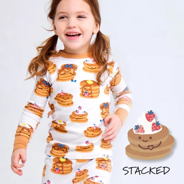 HonestBaby Multipack 2Piece Pajamas Sleepwear PJs 100 Organic Cotton for Infant Baby and Toddler Boys UnisexStacked