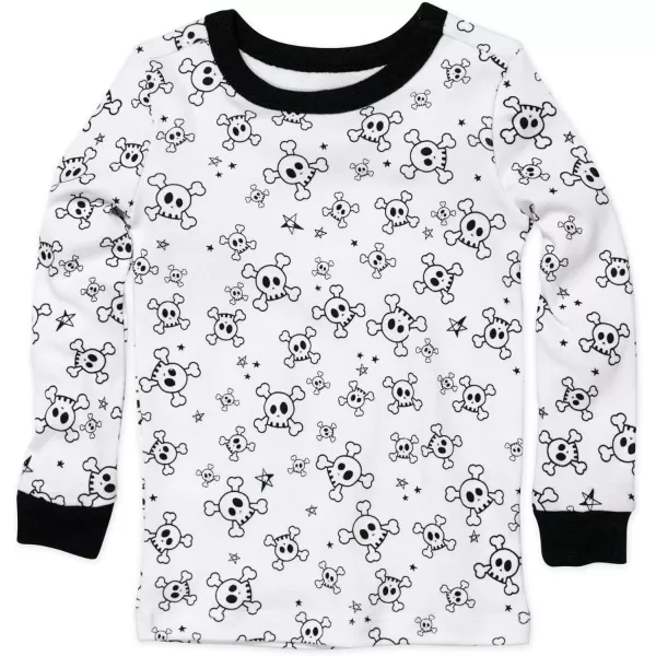 HonestBaby Multipack 2Piece Pajamas Sleepwear PJs 100 Organic Cotton for Infant Baby and Toddler Boys UnisexTossed Skulls