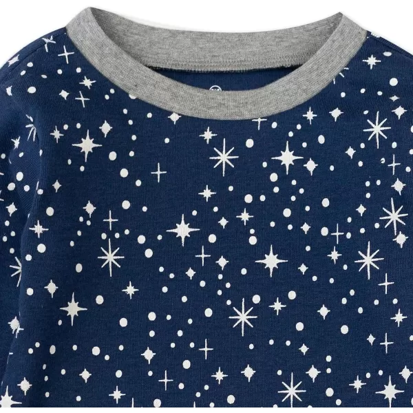 HonestBaby Multipack 2Piece Pajamas Sleepwear PJs 100 Organic Cotton for Infant Baby and Toddler Boys UnisexTwinkle Star Navy