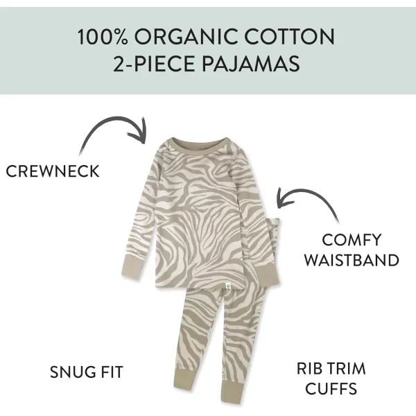 HonestBaby Multipack 2Piece Pajamas Sleepwear PJs 100 Organic Cotton for Infant Baby and Toddler Boys UnisexZanzibar Zebra