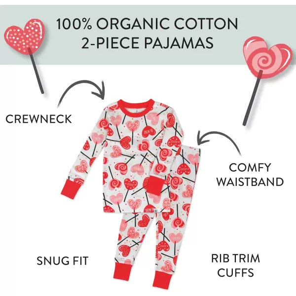 HonestBaby Multipack 2Piece Pajamas Sleepwear Pjs 100 Organic Cotton for Infant Baby and Toddler GirlsLolly Love