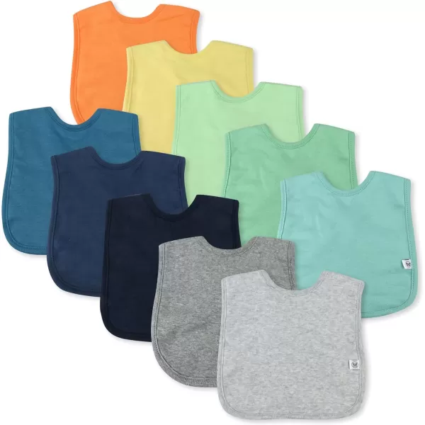 HonestBaby Multipack Reversible Bandana Drool Bibs Burpcloths Adjustable Snaps for Infant Baby BoysGirls 100 Organic Cotton10pack Rainbow Blues