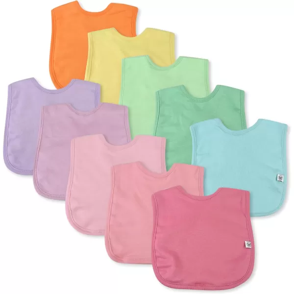 HonestBaby Multipack Reversible Bandana Drool Bibs Burpcloths Adjustable Snaps for Infant Baby BoysGirls 100 Organic Cotton10pack Rainbow Pinks