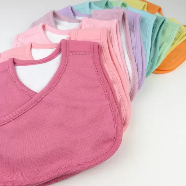 HonestBaby Multipack Reversible Bandana Drool Bibs Burpcloths Adjustable Snaps for Infant Baby BoysGirls 100 Organic Cotton10pack Rainbow Pinks