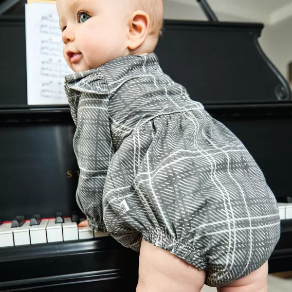 HonestBaby Multipack Short Romper Sets and Dresses 100 Organic Cotton for Infant Baby and Toddler Boys Girls UnisexGray Plaid