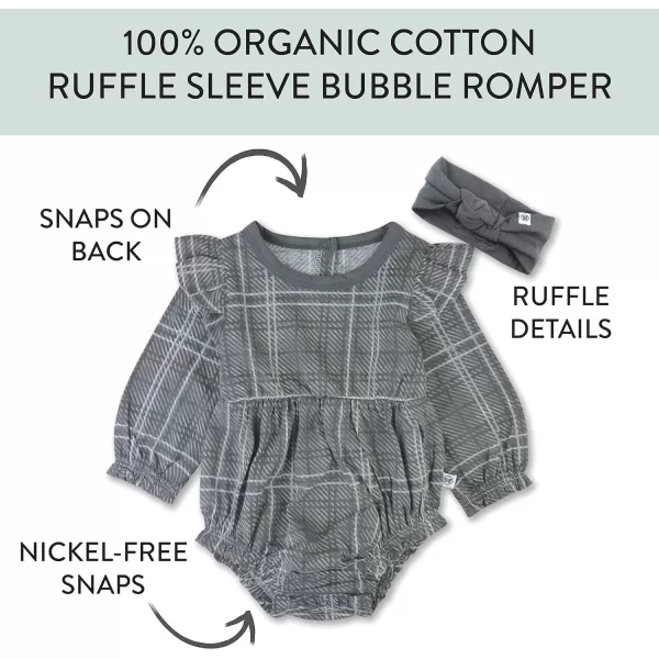 HonestBaby Multipack Short Romper Sets and Dresses 100 Organic Cotton for Infant Baby and Toddler Boys Girls UnisexGray Plaid