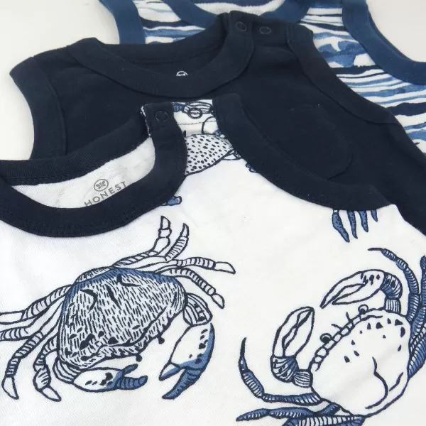 HonestBaby Multipack Short Romper Sets and Dresses 100 Organic Cotton for Infant Baby and Toddler Boys Girls UnisexIndigo Stripe