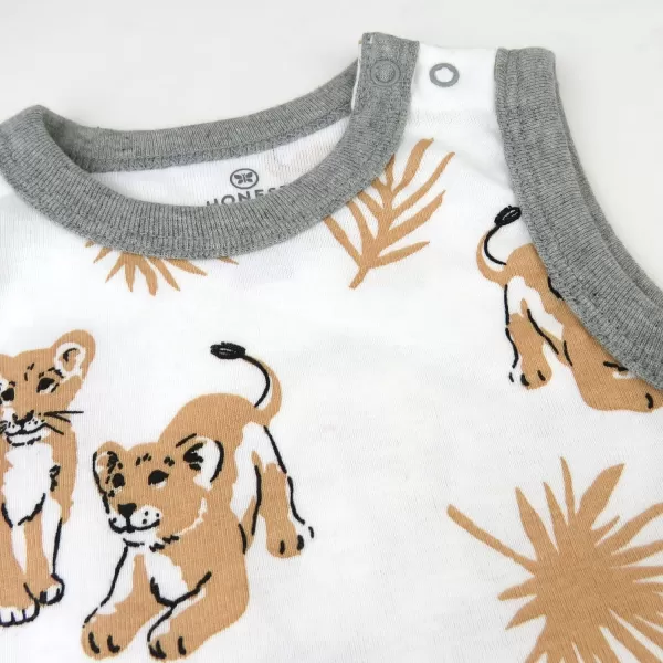 HonestBaby Multipack Short Romper Sets and Dresses 100 Organic Cotton for Infant Baby and Toddler Boys Girls UnisexLion