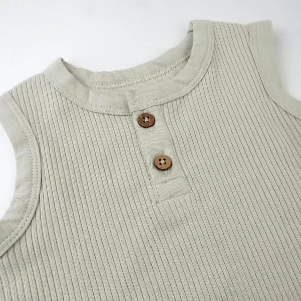 HonestBaby Multipack Short Romper Sets and Dresses 100 Organic Cotton for Infant Baby and Toddler Boys Girls UnisexPineapple Leaf Khaki Henley