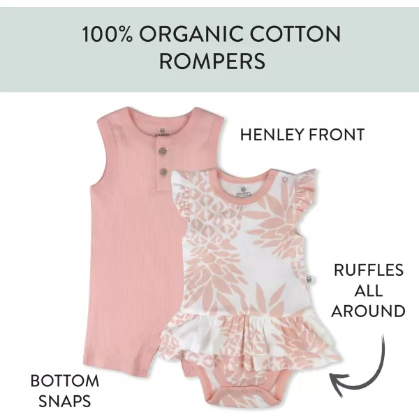 HonestBaby Multipack Short Romper Sets and Dresses 100 Organic Cotton for Infant Baby and Toddler Boys Girls UnisexPink Pineapple