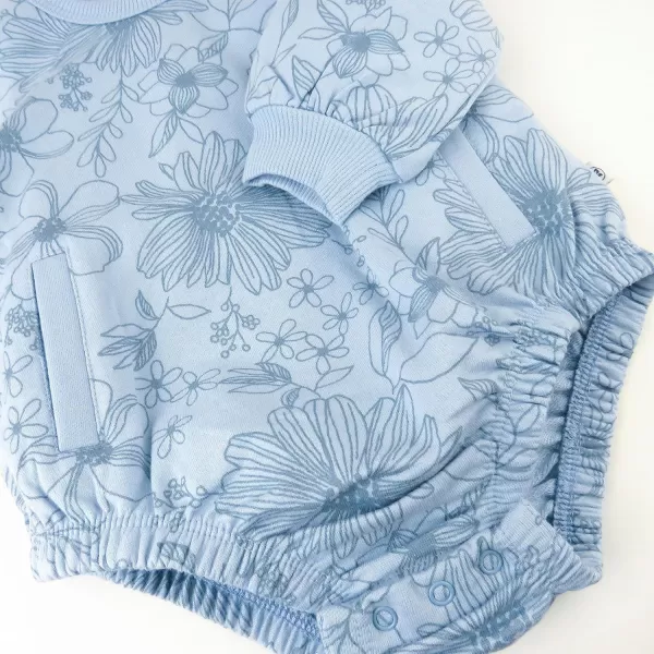 HonestBaby Multipack Short Romper Sets and Dresses 100 Organic Cotton for Infant Baby and Toddler Boys Girls UnisexSketchy Floral Blue