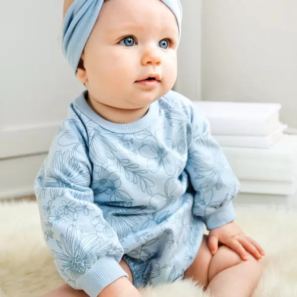 HonestBaby Multipack Short Romper Sets and Dresses 100 Organic Cotton for Infant Baby and Toddler Boys Girls UnisexSketchy Floral Blue