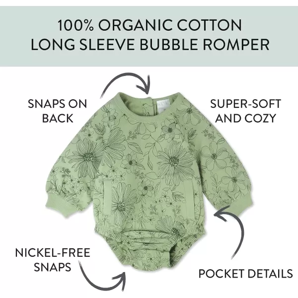 HonestBaby Multipack Short Romper Sets and Dresses 100 Organic Cotton for Infant Baby and Toddler Boys Girls UnisexSketchy Floral Sage