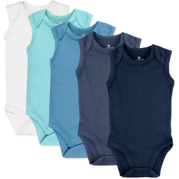 HonestBaby Multipack Sleeveless and Cami Bodysuits OnePiece 100 Organic Cotton for Infant Baby Boys Girls UnisexBlue Ombre