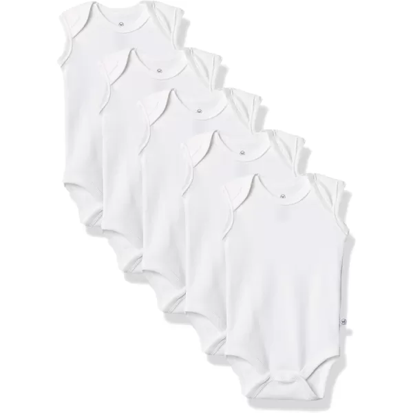 HonestBaby Multipack Sleeveless and Cami Bodysuits OnePiece 100 Organic Cotton for Infant Baby Boys Girls UnisexBright White