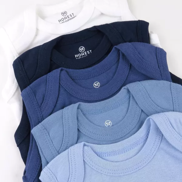 HonestBaby Multipack Sleeveless and Cami Bodysuits OnePiece 100 Organic Cotton for Infant Baby Boys Girls UnisexOmbre Blues