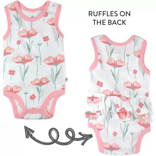 HonestBaby Multipack Sleeveless and Cami Bodysuits OnePiece 100 Organic Cotton for Infant Baby Boys Girls UnisexStrawberry Pink Floral