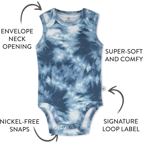 HonestBaby Multipack Sleeveless and Cami Bodysuits OnePiece 100 Organic Cotton for Infant Baby Boys Girls UnisexTie Dye Independence
