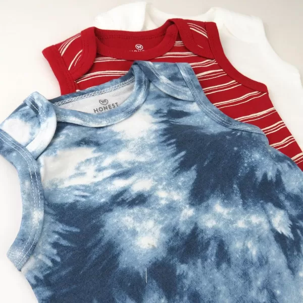 HonestBaby Multipack Sleeveless and Cami Bodysuits OnePiece 100 Organic Cotton for Infant Baby Boys Girls UnisexTie Dye Independence