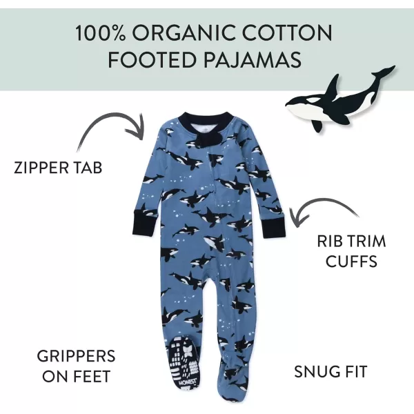 HonestBaby NonSlip Footed Pajamas OnePiece Sleeper Jumpsuit ZipFront PJs 100 Organic Cotton for Baby BoysDolphins