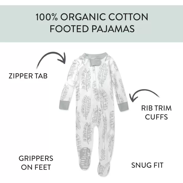 HonestBaby NonSlip Footed Pajamas OnePiece Sleeper Jumpsuit ZipFront PJs 100 Organic Cotton for Baby BoysJumbo Leaf Sage Sage